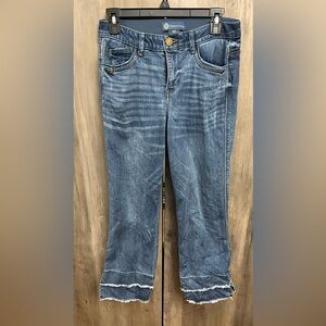 Democracy “Ab solution”Double Layer Fray Hem with Kick Flare Jeans